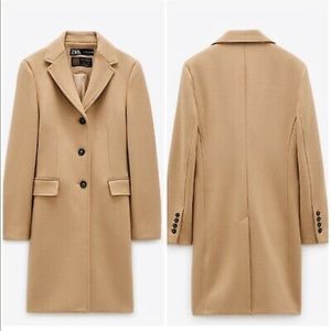 Zara Wool Blend Coat Camel Size Small Brown Italian Material
